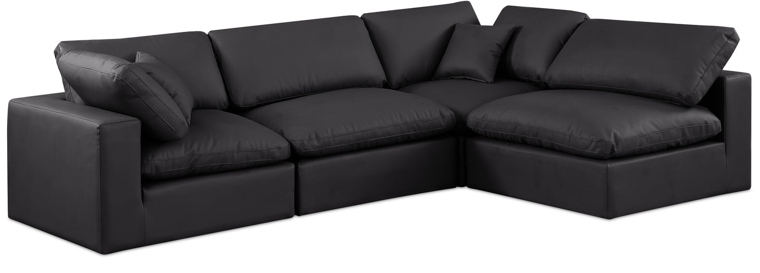 Comfy Black Vegan Leather Modular Sectional