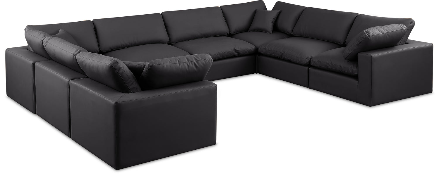 Comfy Black Vegan Leather Modular Sectional