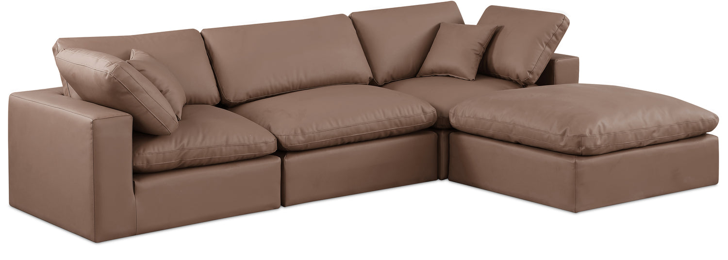 Comfy Brown Vegan Leather Modular Sectional