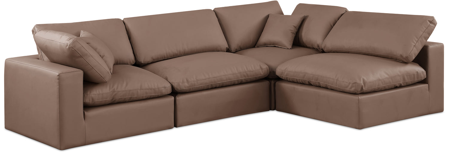 Comfy Brown Vegan Leather Modular Sectional