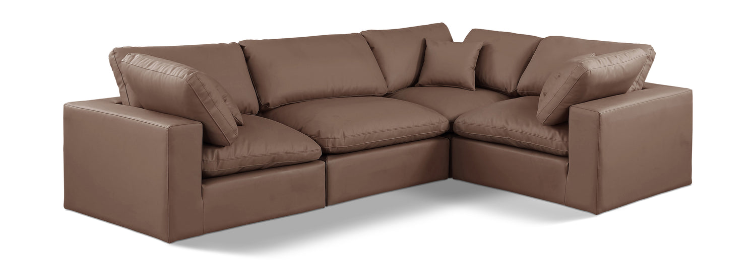 Comfy Brown Vegan Leather Modular Sectional