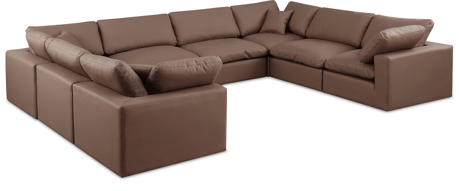 Comfy Brown Vegan Leather Modular Sectional