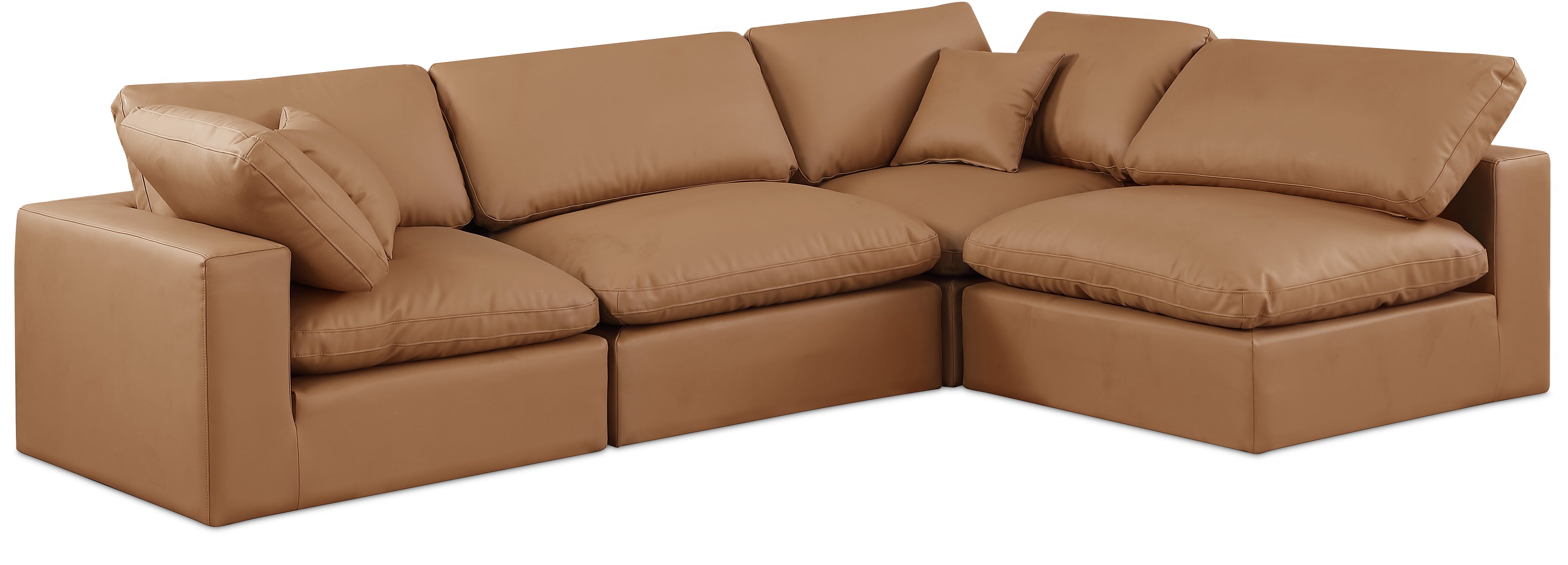 Comfy Cognac Vegan Leather Modular Sectional