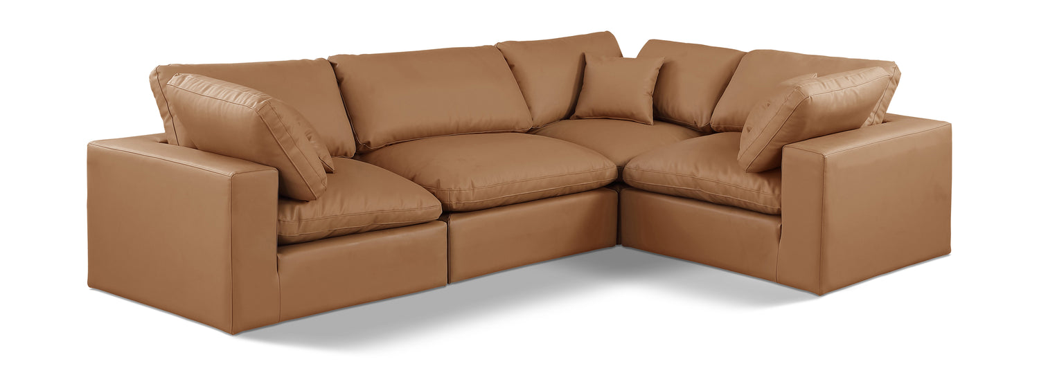 Comfy Cognac Vegan Leather Modular Sectional