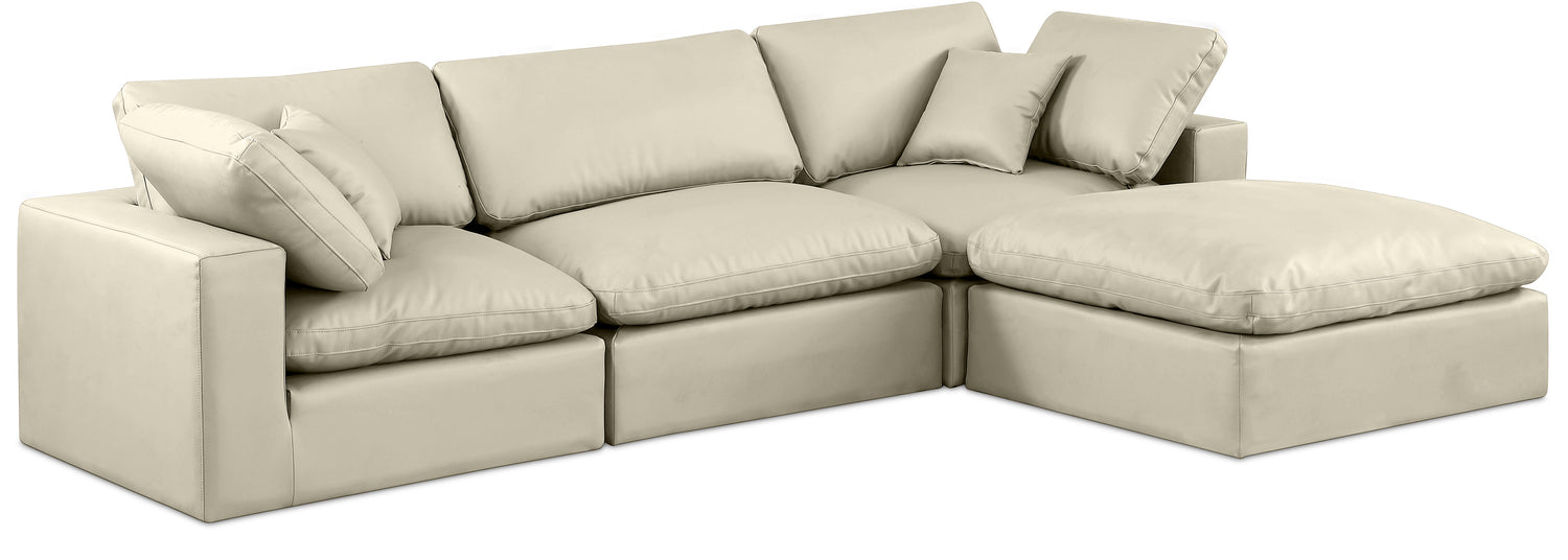 Comfy Cream Vegan Leather Modular Sectional