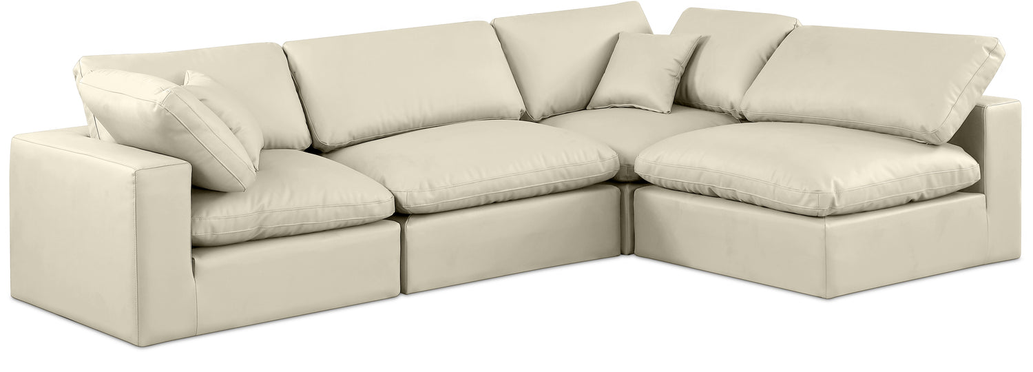 Comfy Cream Vegan Leather Modular Sectional