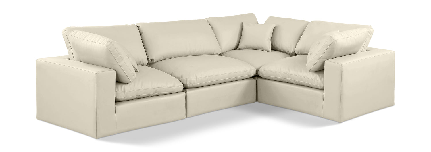 Comfy Cream Vegan Leather Modular Sectional