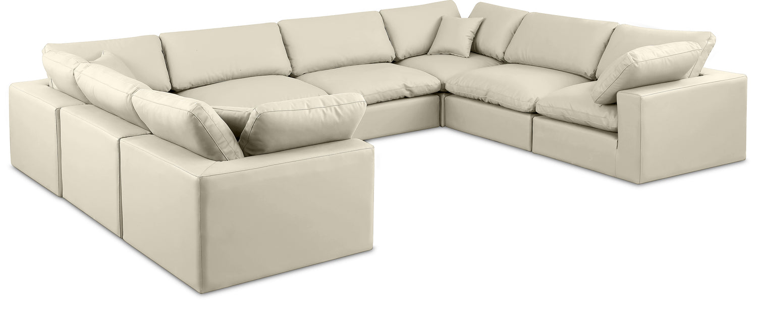 Comfy Cream Vegan Leather Modular Sectional