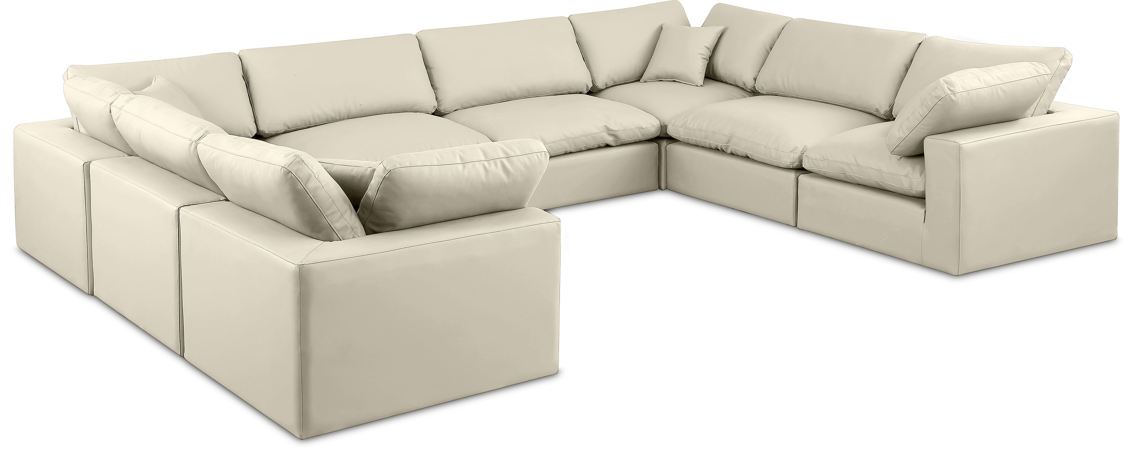 Comfy Cream Vegan Leather Modular Sectional