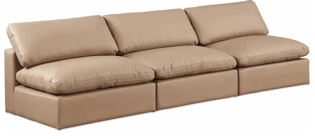 Comfy Tan Vegan Leather Modular Sofa