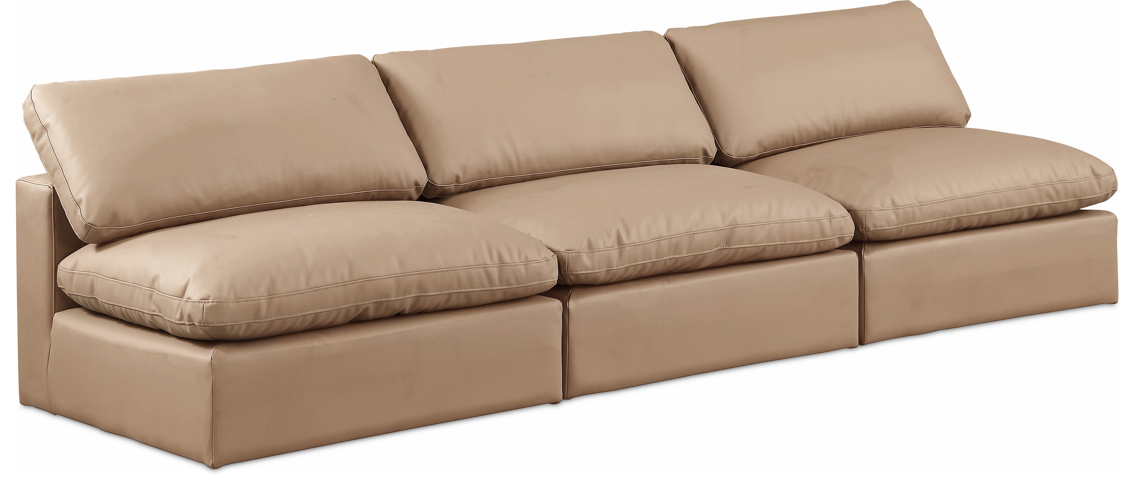 Comfy Tan Vegan Leather Modular Sofa