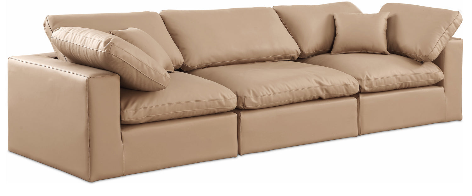 Comfy Tan Vegan Leather Modular Sofa