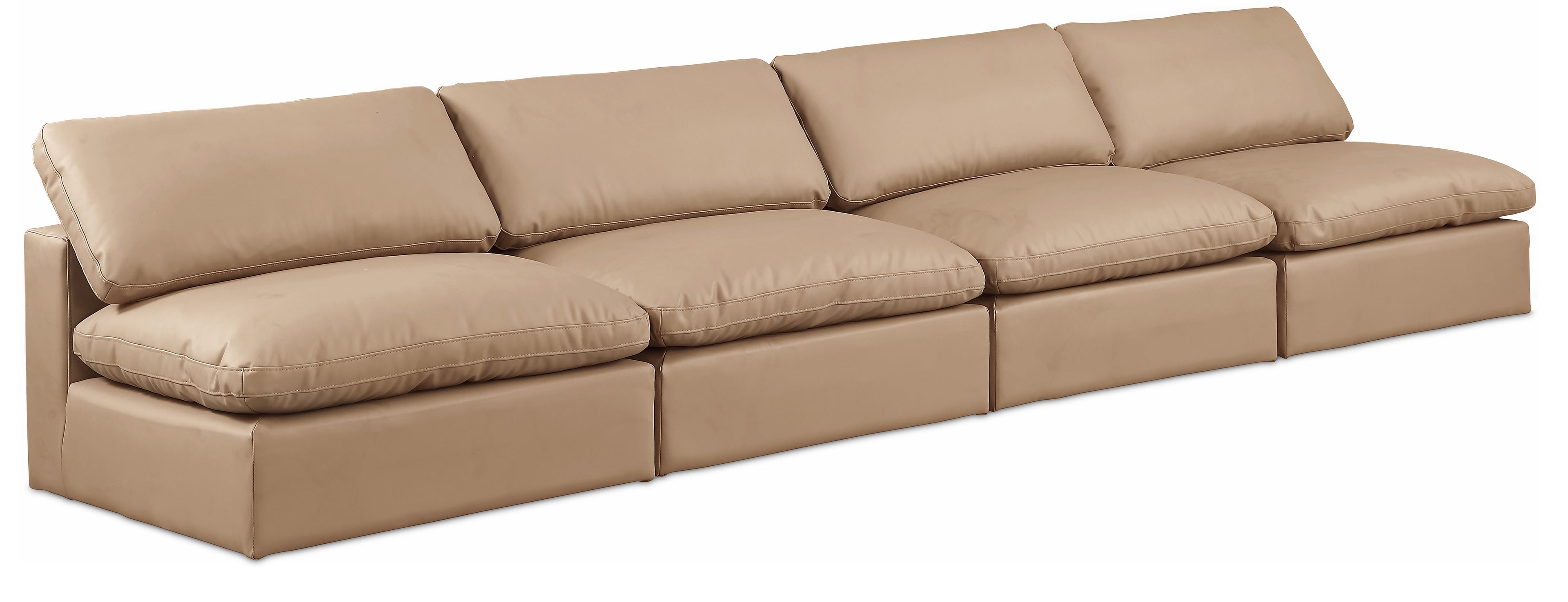 Comfy Tan Vegan Leather Modular Sofa