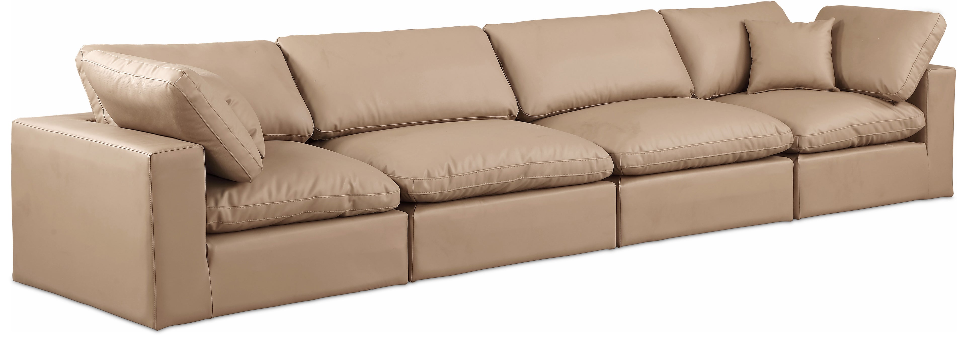 Comfy Tan Vegan Leather Modular Sofa