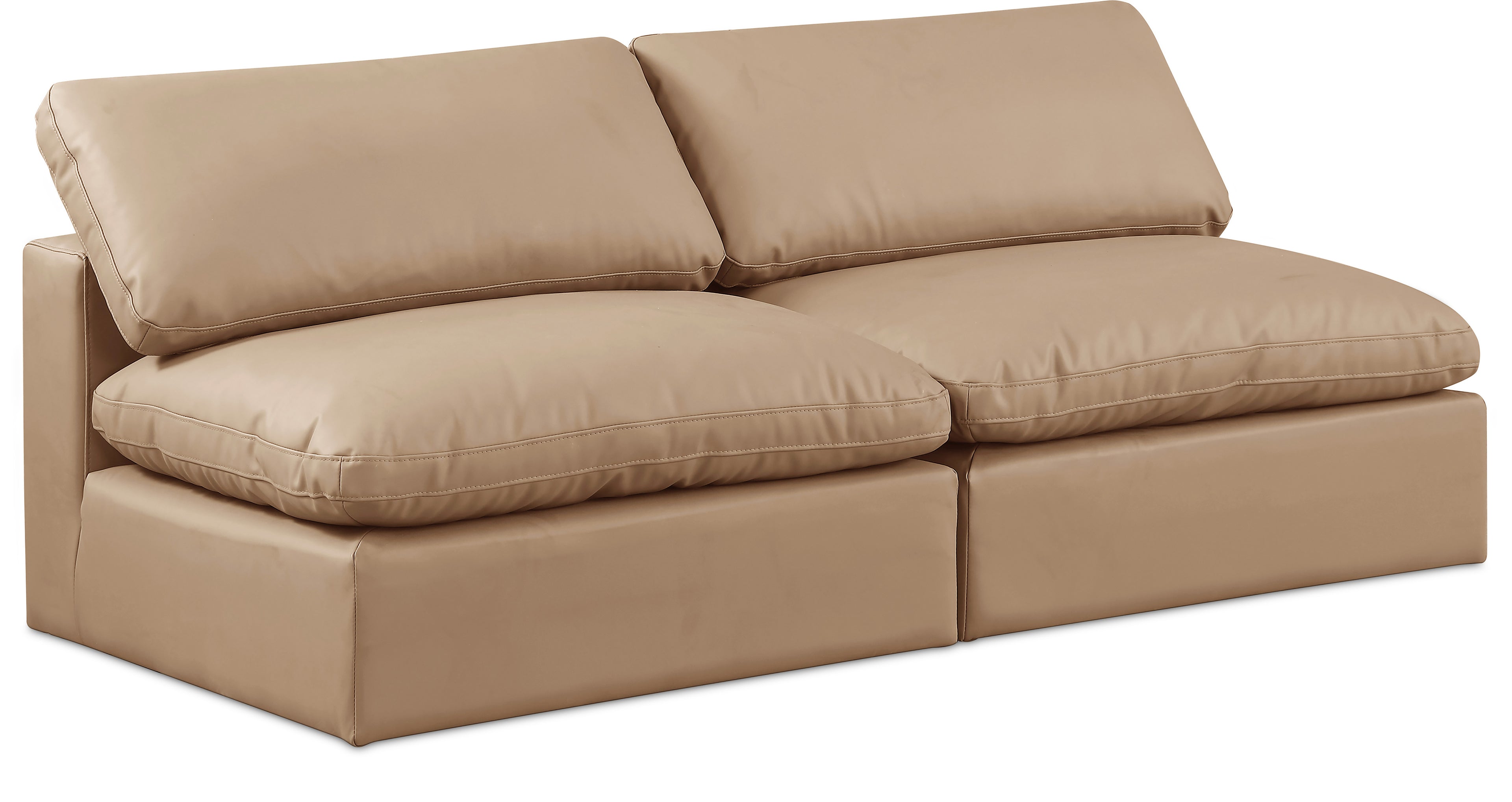 Comfy Tan Vegan Leather Modular Sofa