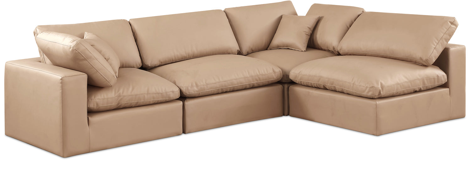 Comfy Tan Vegan Leather Modular Sectional