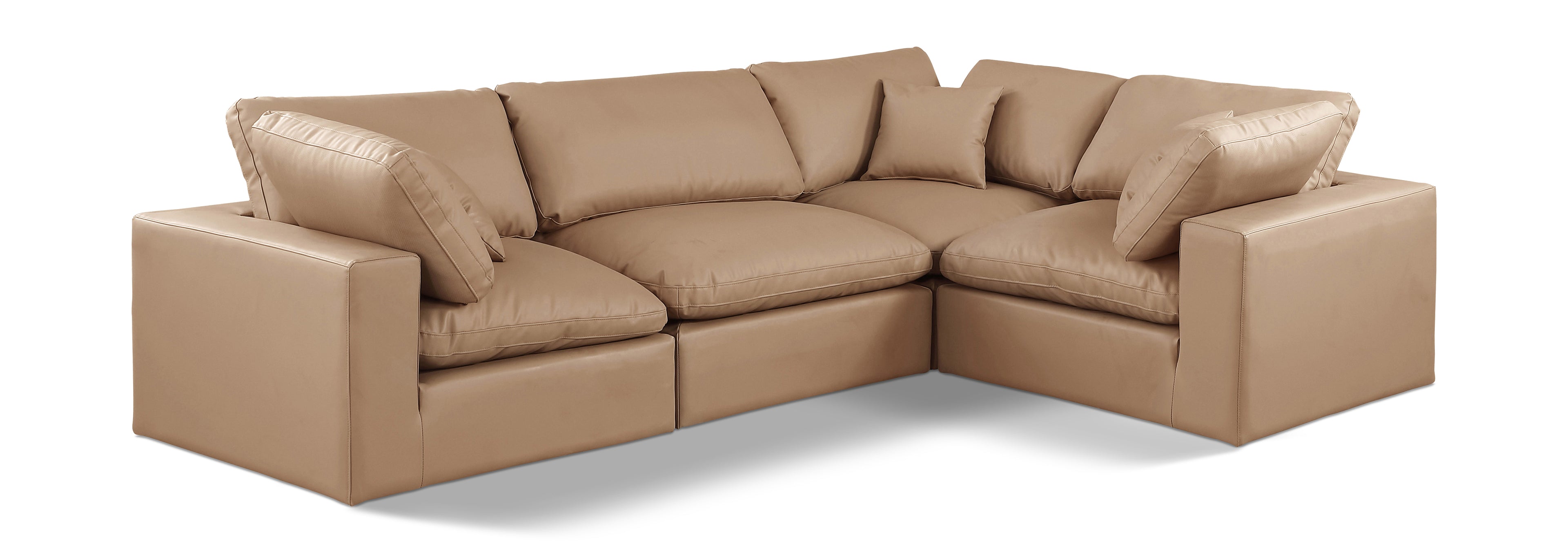 Comfy Tan Vegan Leather Modular Sectional