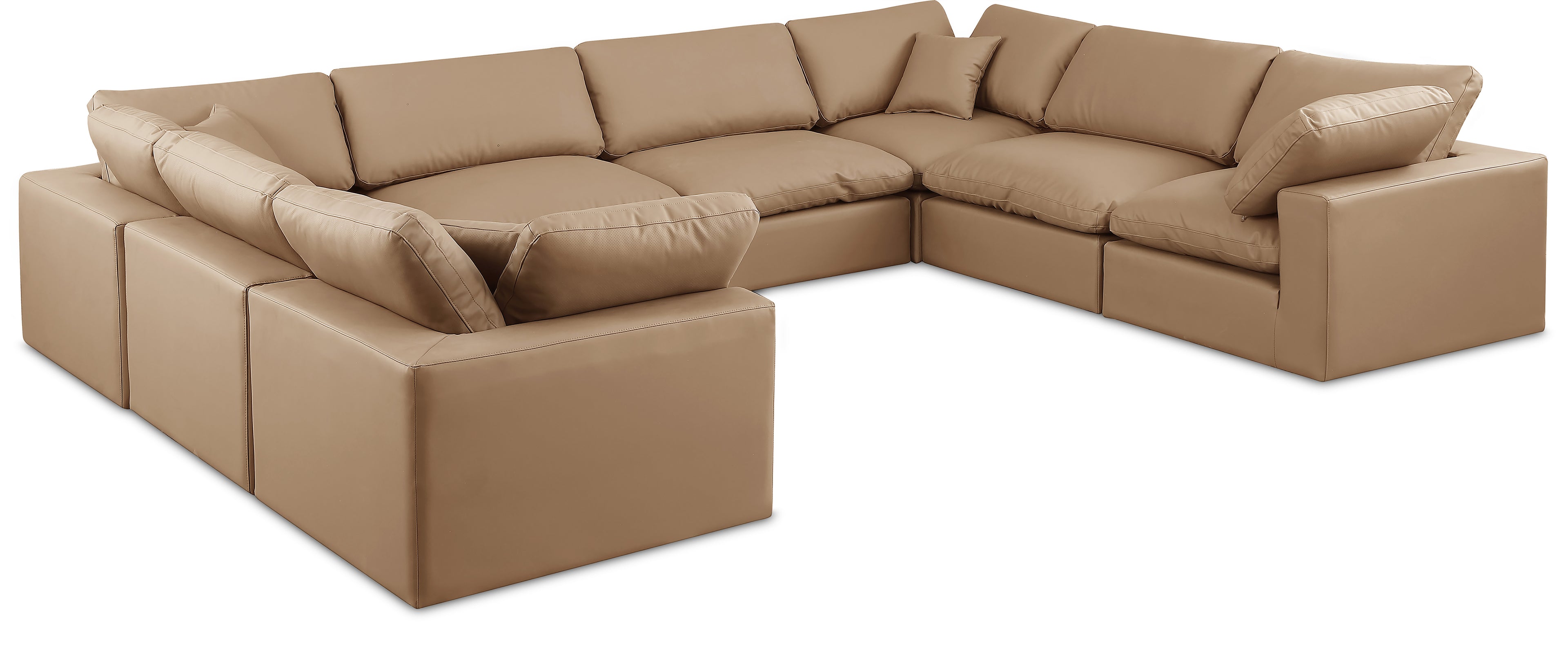 Comfy Tan Vegan Leather Modular Sectional