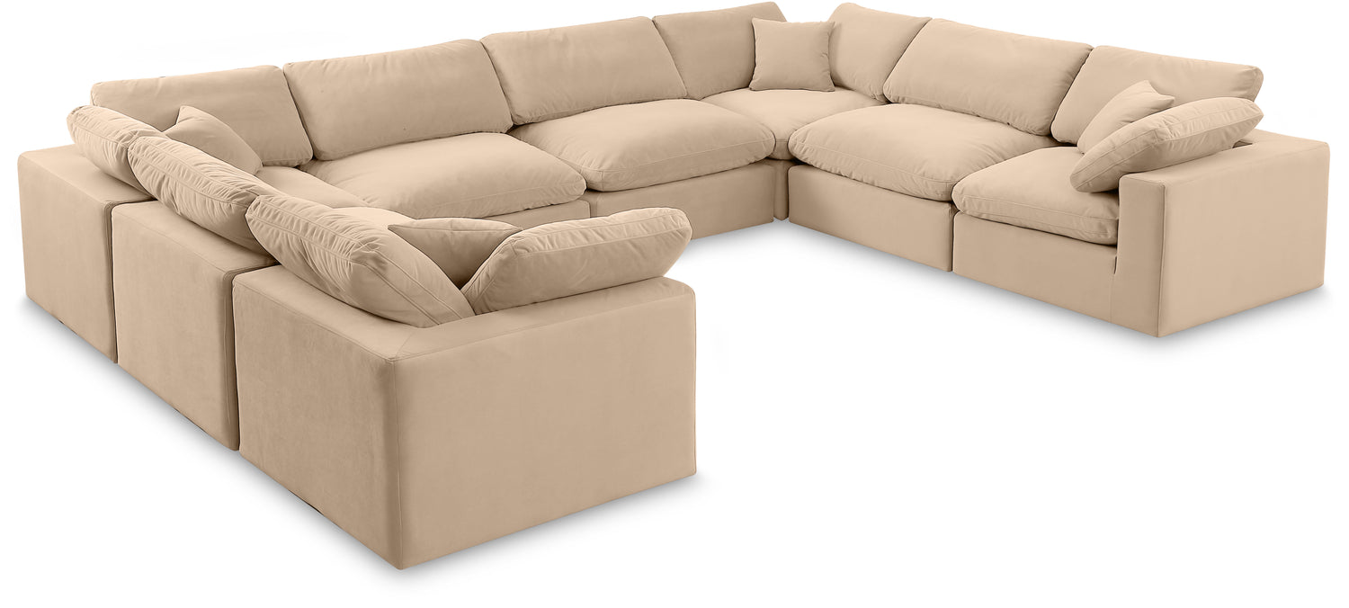 Comfy Beige Velvet Modular Sectional