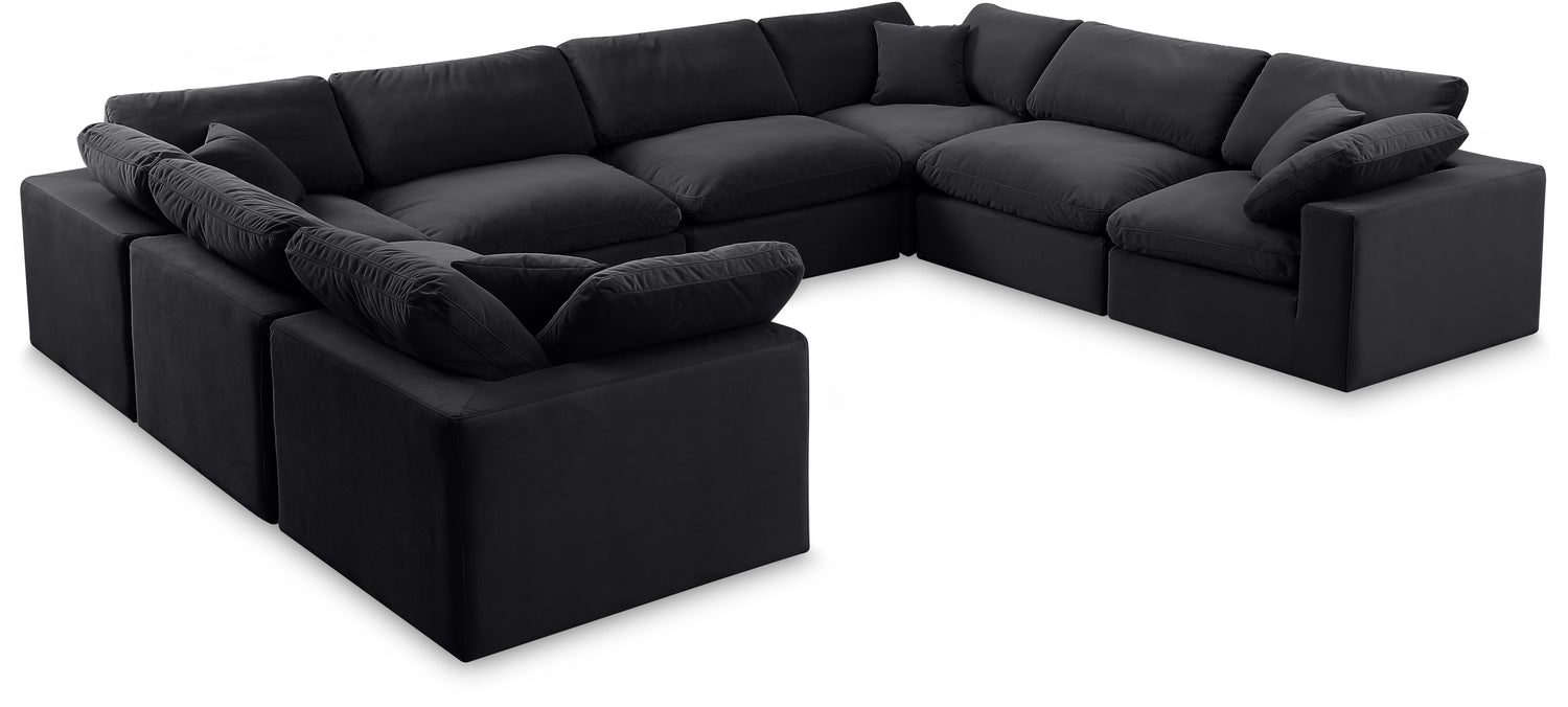 Comfy Black Velvet Modular Sectional