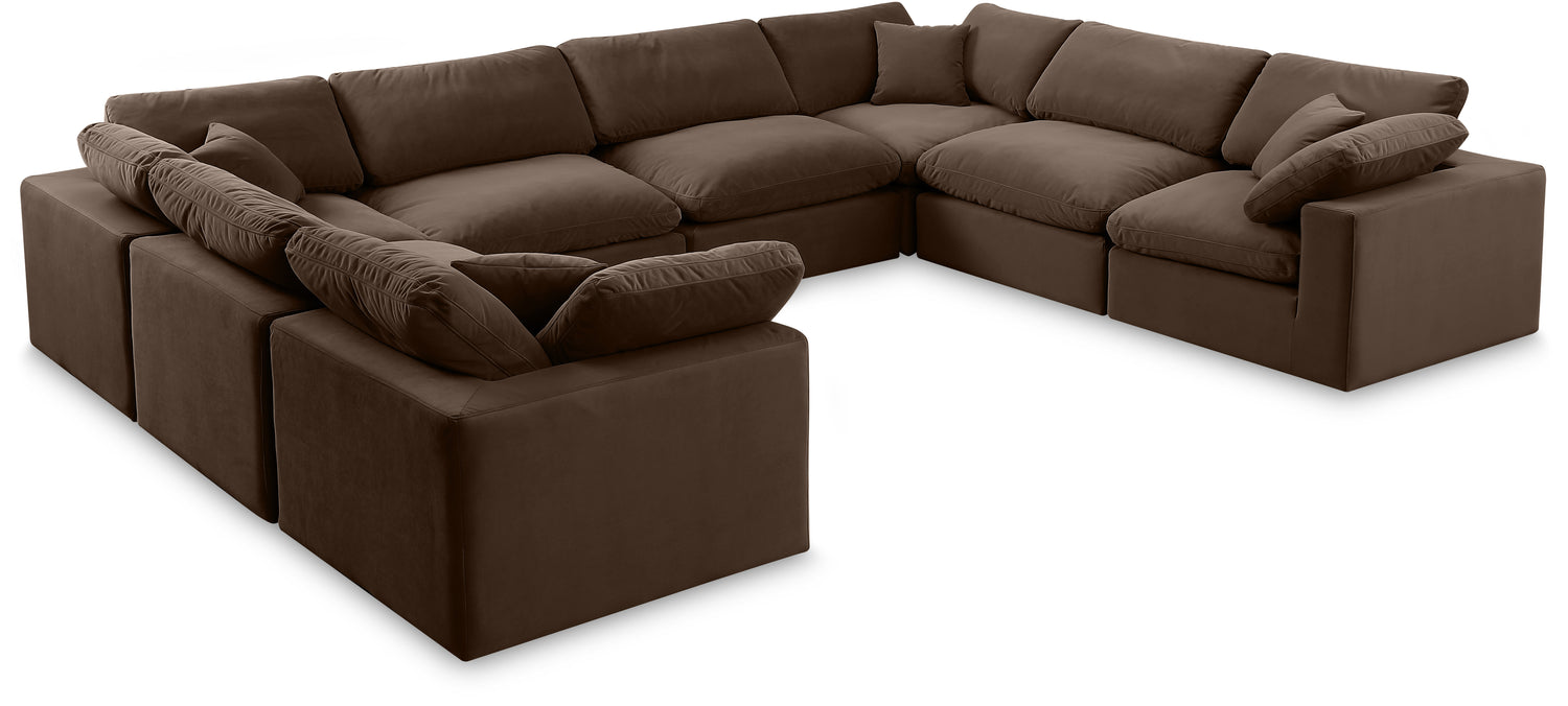 Comfy Brown Velvet Modular Sectional