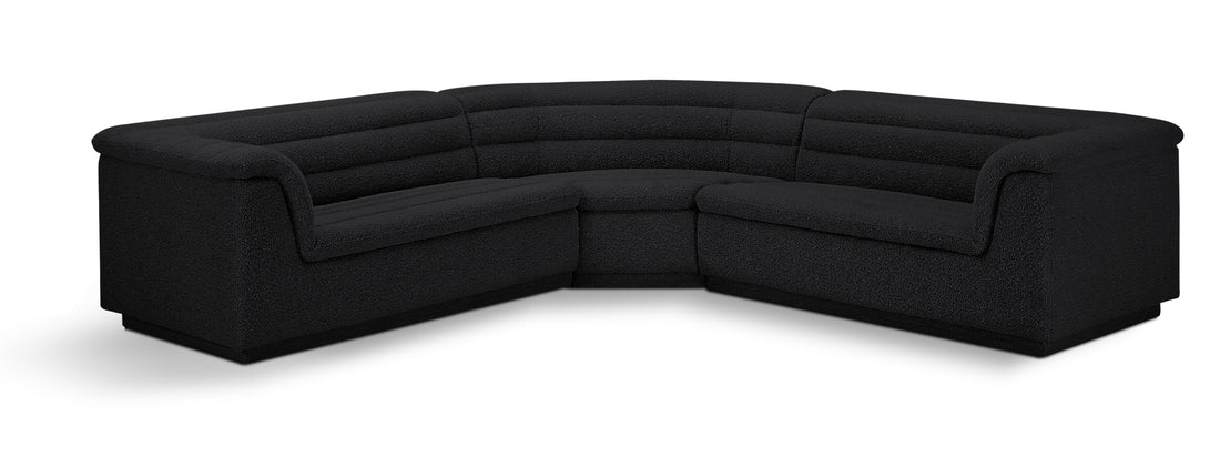 Cascade Black Boucle Fabric Modular Sectional