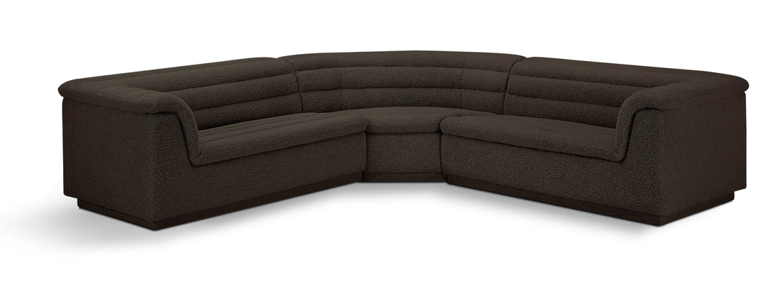 Cascade Brown Boucle Fabric Modular Sectional