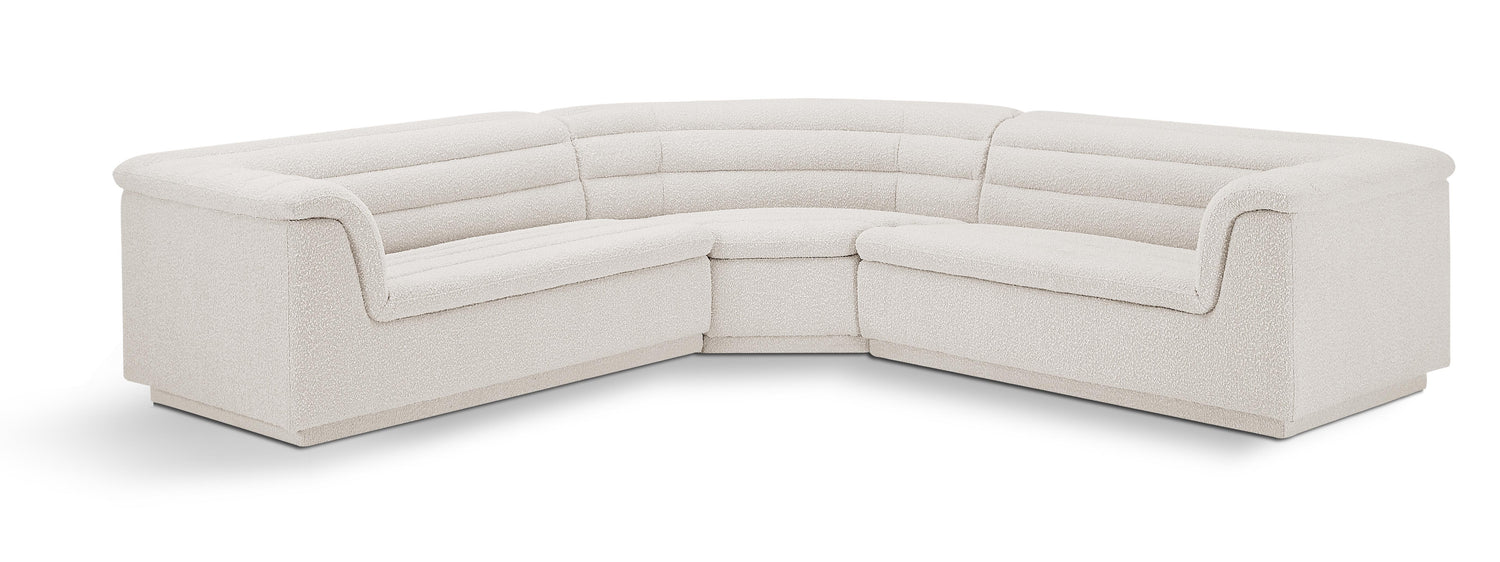 Cascade Cream Boucle Fabric Modular Sectional