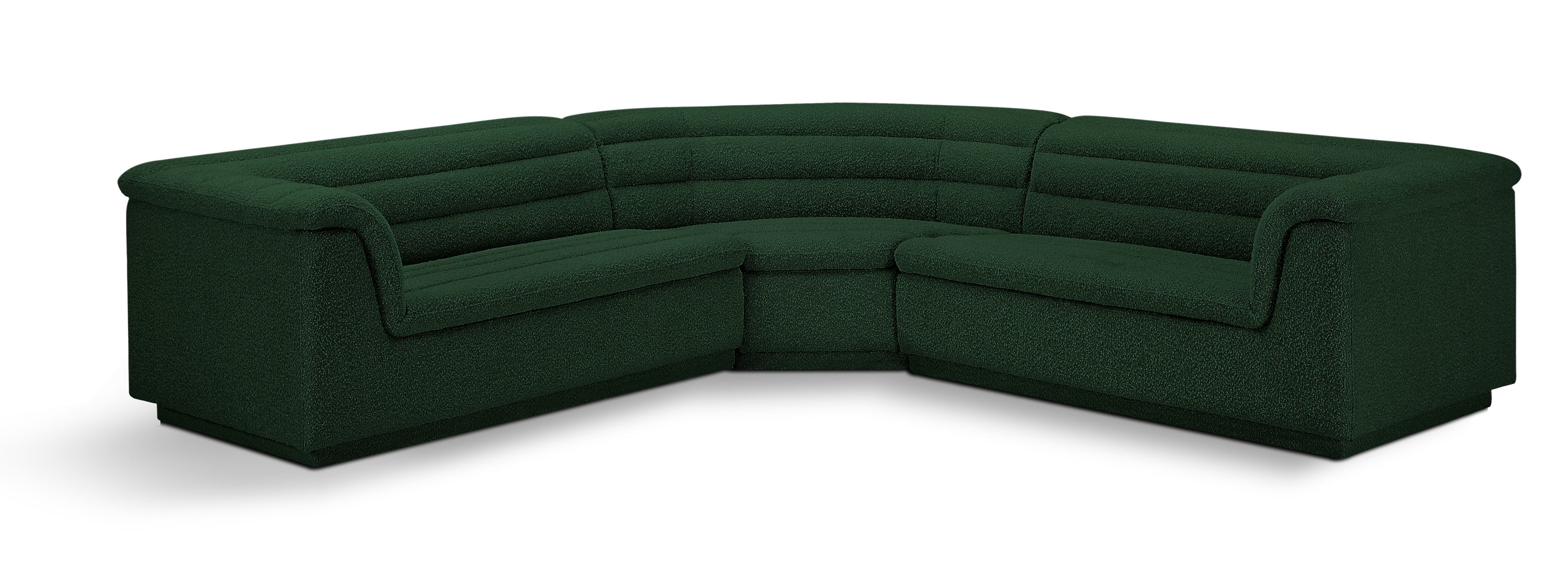 Cascade Green Boucle Fabric Modular Sectional