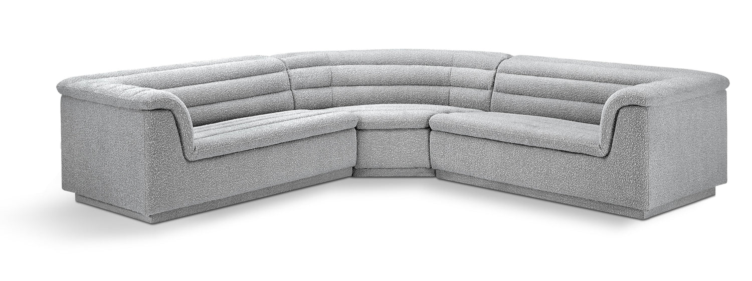 Cascade Grey Boucle Fabric Modular Sectional