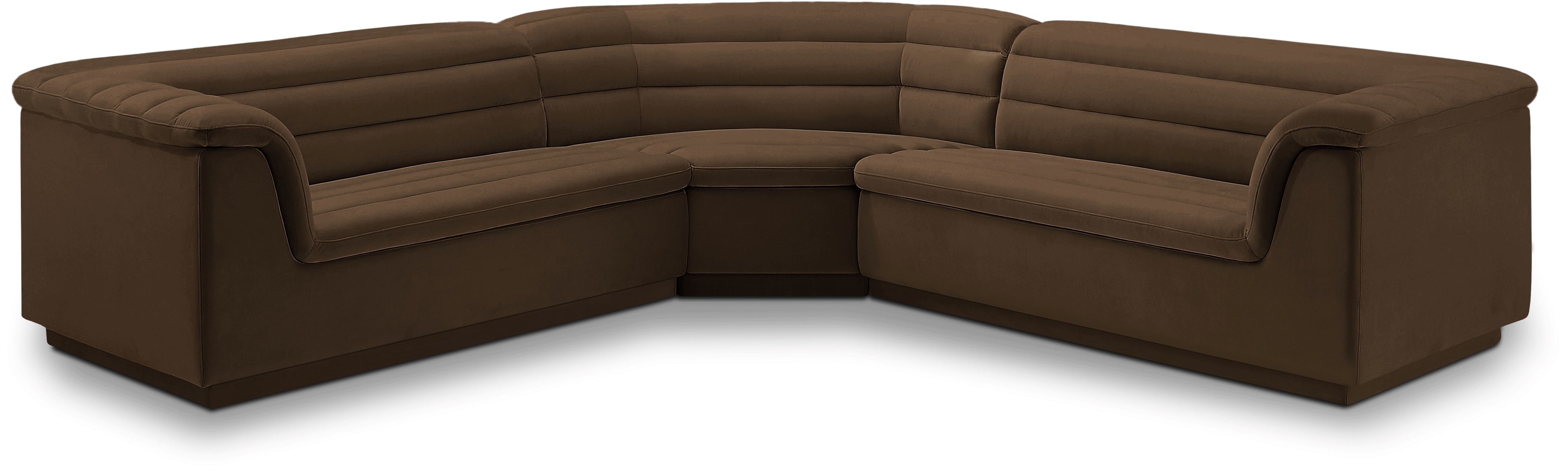 Cascade Brown Velvet Fabric Modular Sectional