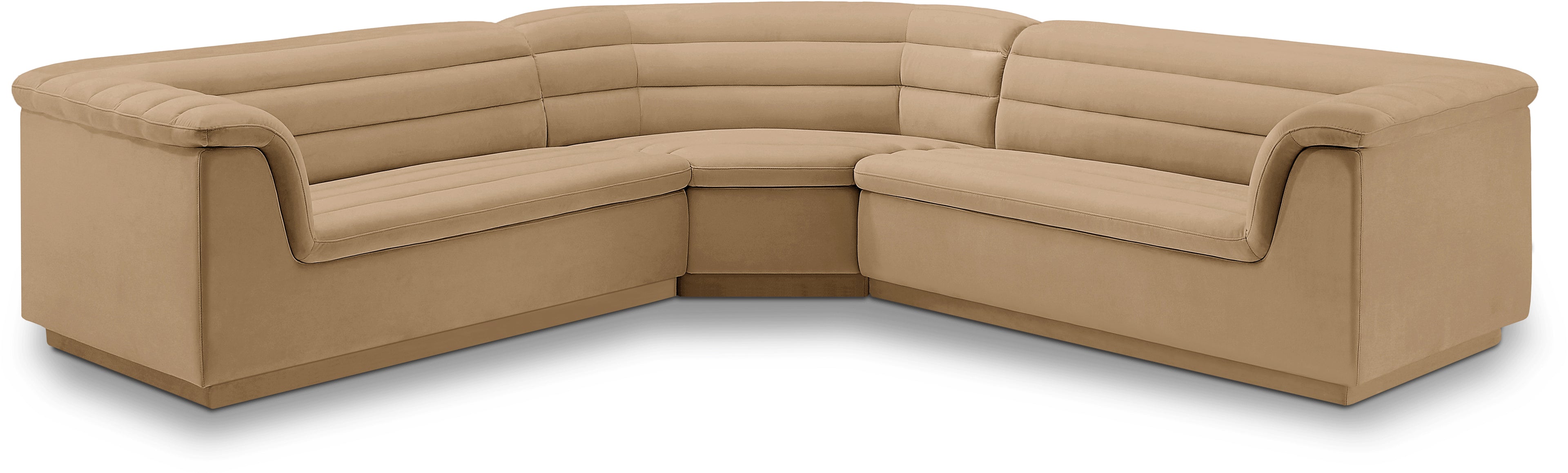 Cascade Camel Velvet Fabric Modular Sectional