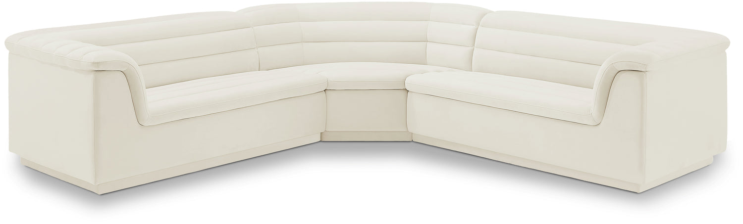 Cascade Cream Velvet Fabric Modular Sectional