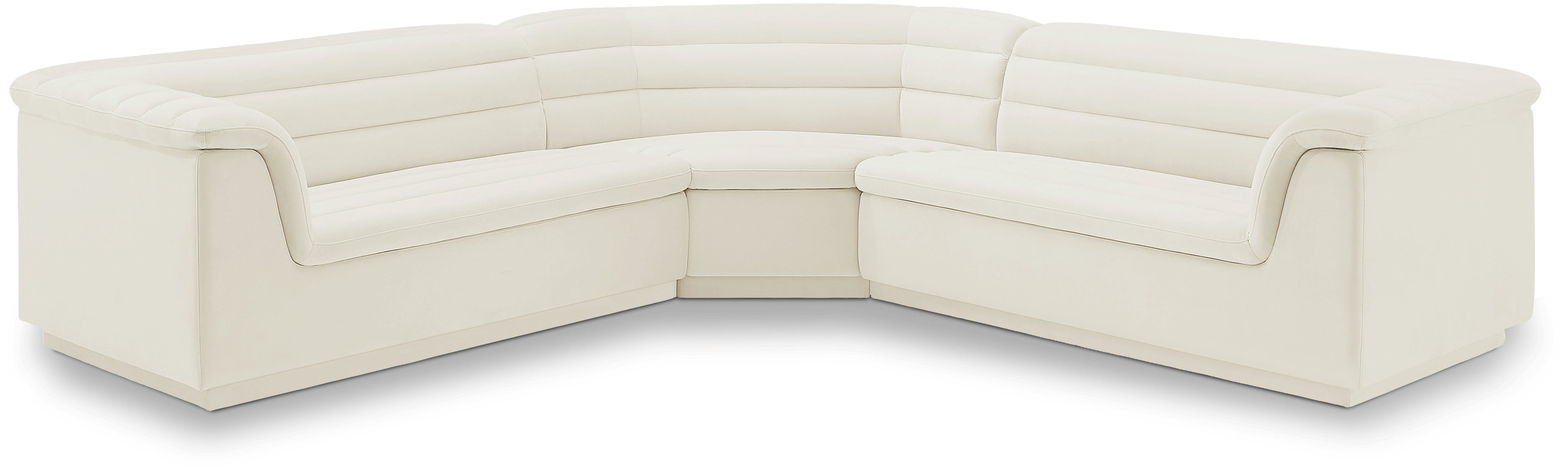 Cascade Cream Velvet Fabric Modular Sectional