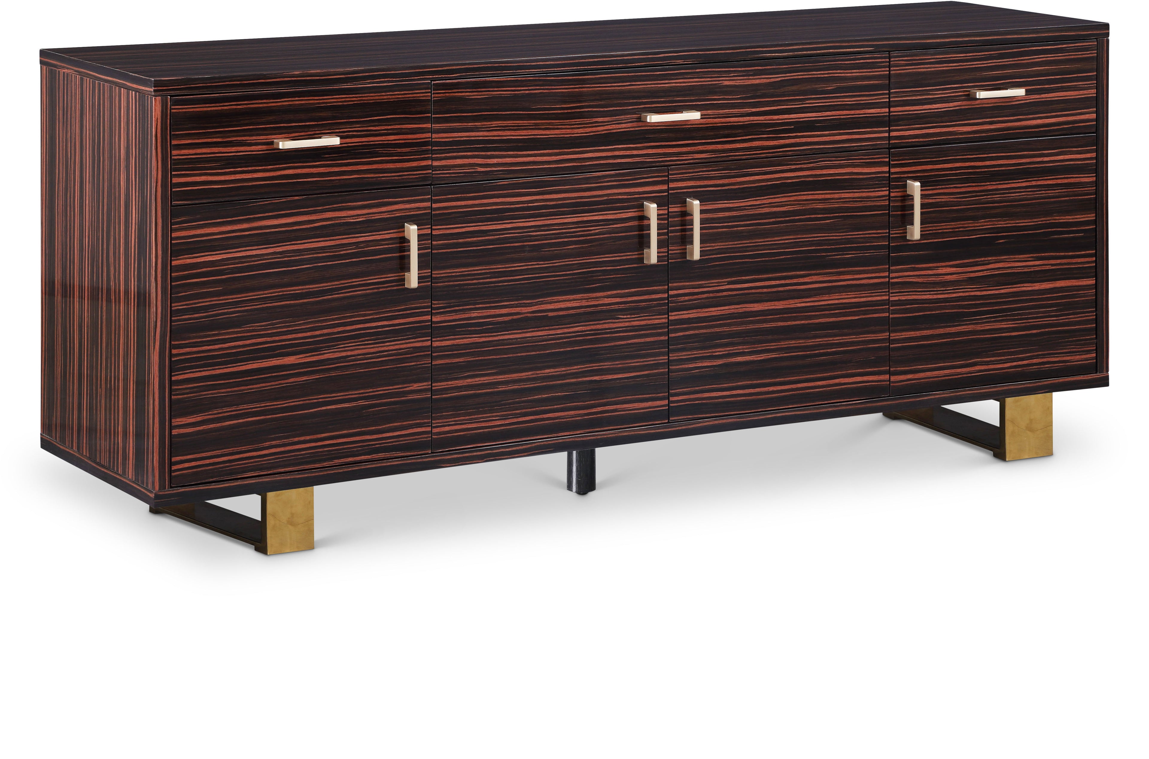 Excel Zebra Wood Veneer Lacquer Sideboard/Buffet