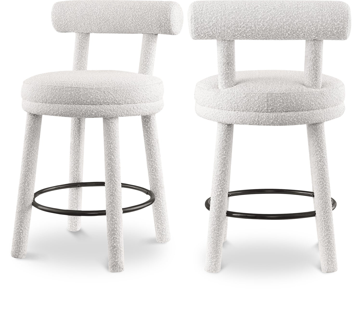 Parlor Boucle Fabric Stool, Set of 2