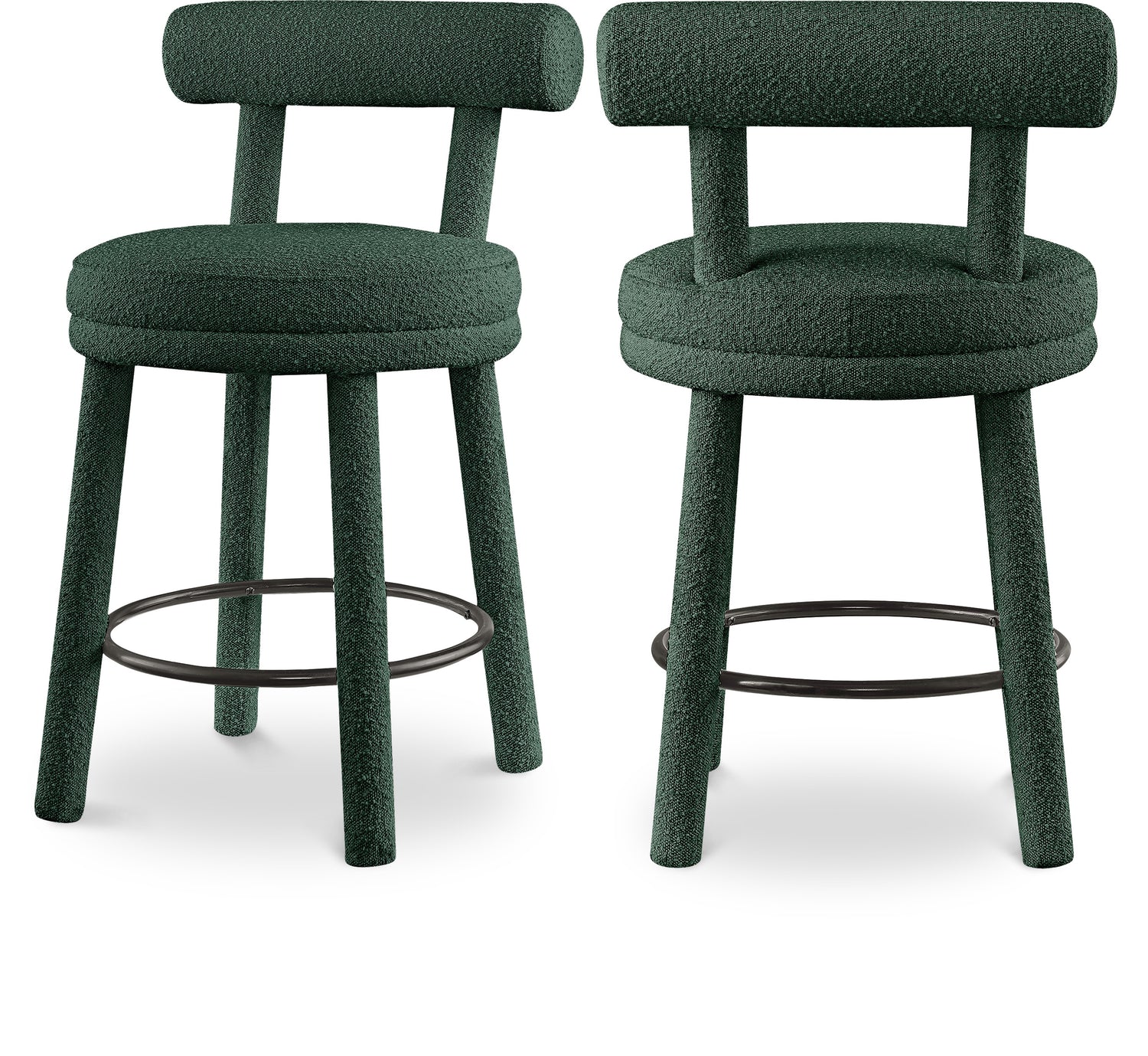 Parlor Boucle Fabric Stool, Set of 2