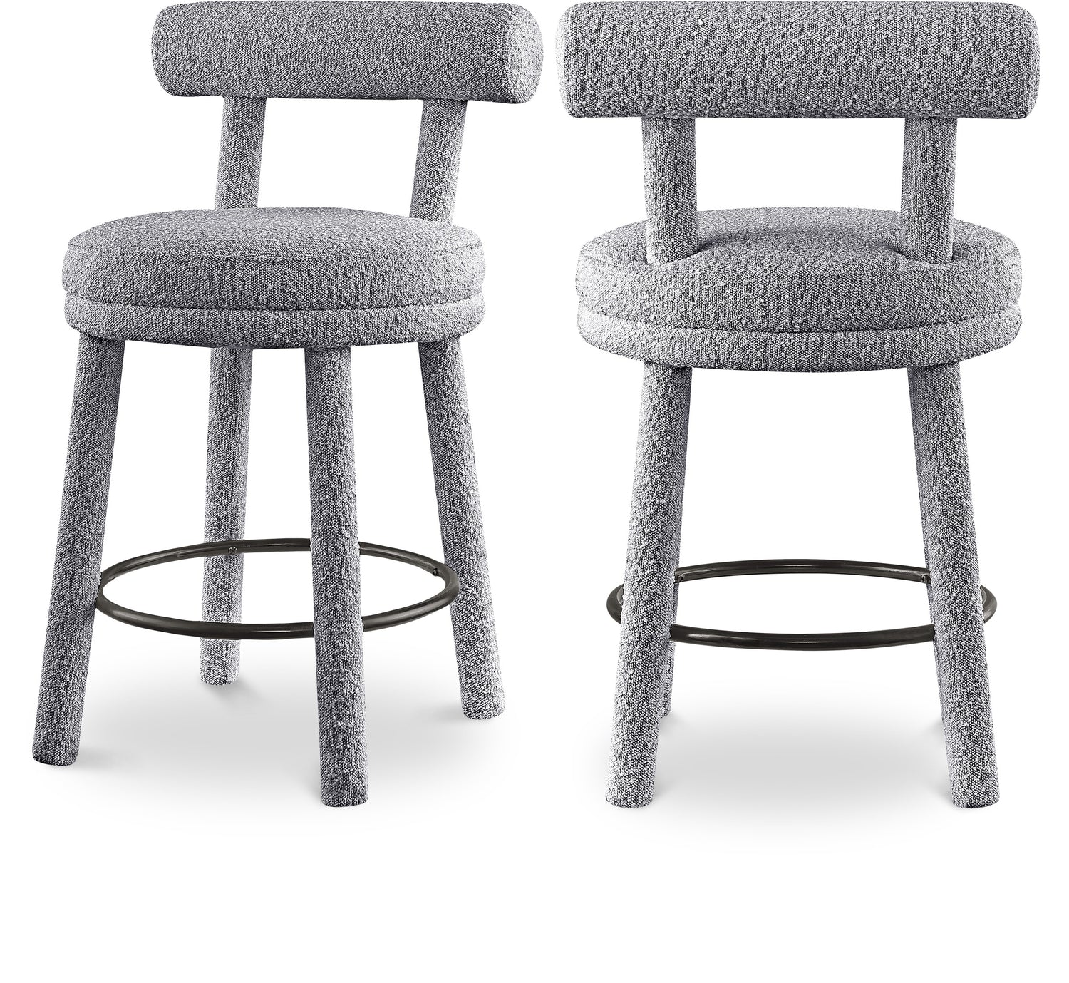 Parlor Boucle Fabric Stool, Set of 2