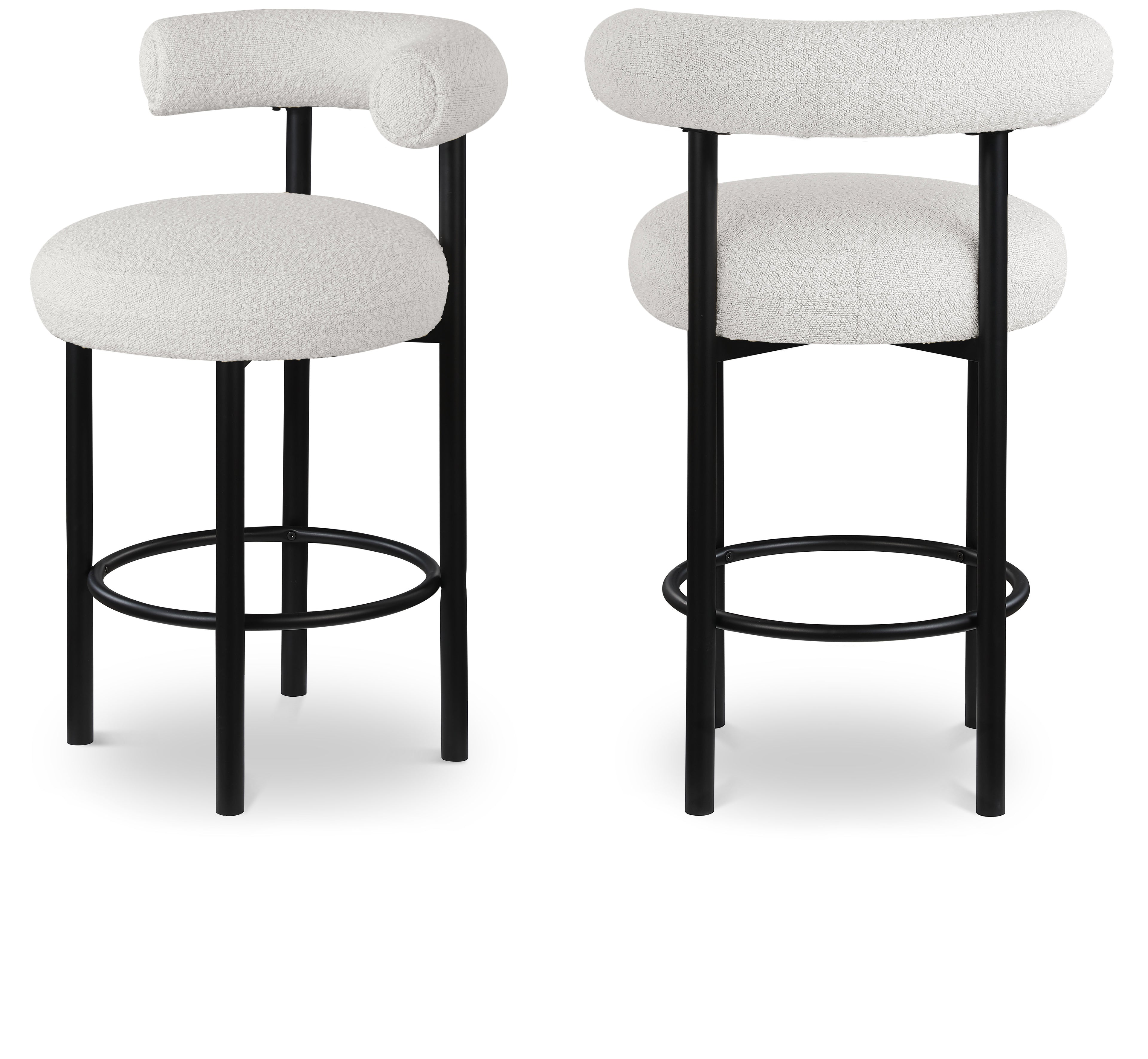 Bordeaux Boucle Fabric Stool, Set of 2