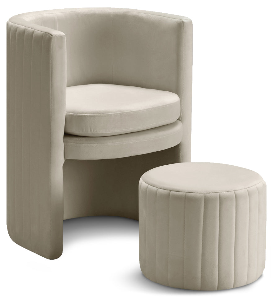 Selena Velvet Accent Chair and Ottoman Set