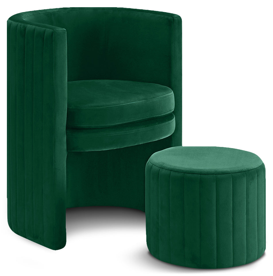 Selena Velvet Accent Chair and Ottoman Set