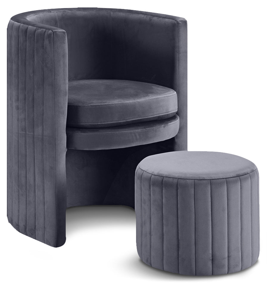 Selena Velvet Accent Chair and Ottoman Set