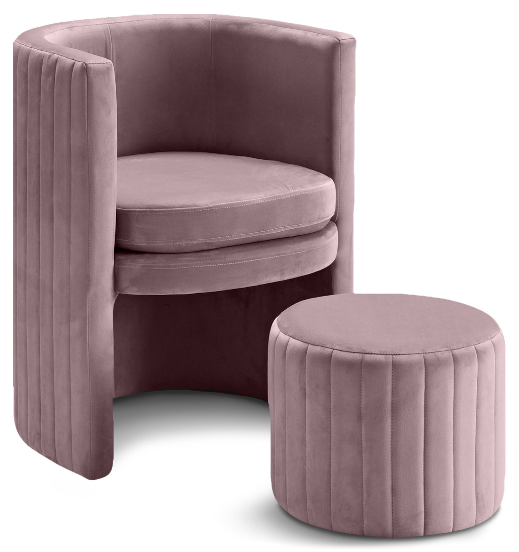 Selena Velvet Accent Chair and Ottoman Set