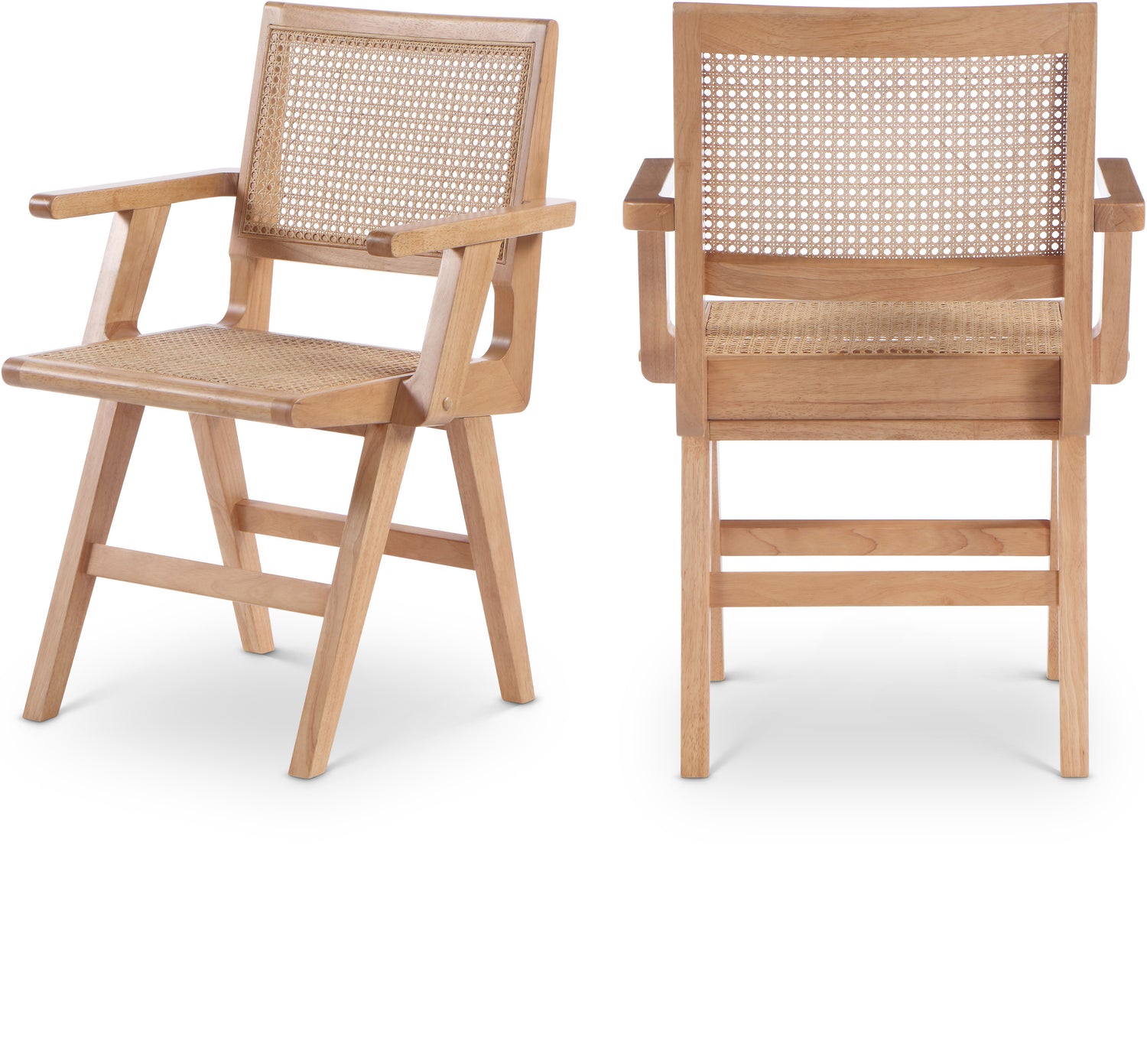 Preston Natural Wood Dining Arm Chair, Set of 2