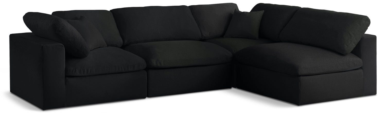 Serene Black Linen Textured Fabric Deluxe Comfort Modular Sectional