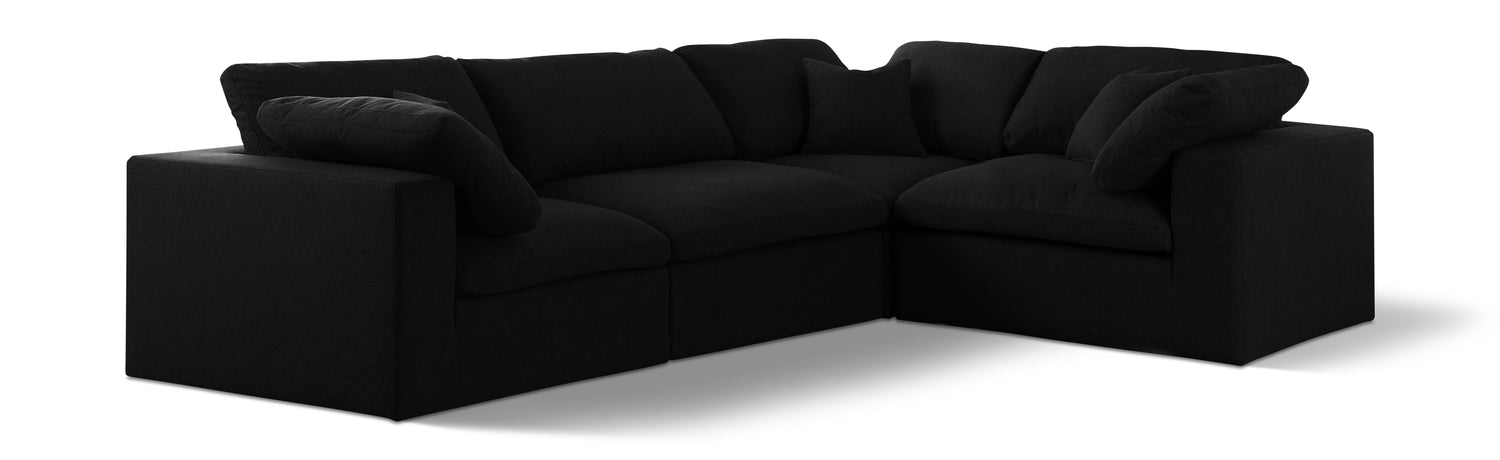 Serene Black Linen Textured Fabric Modular Sectional