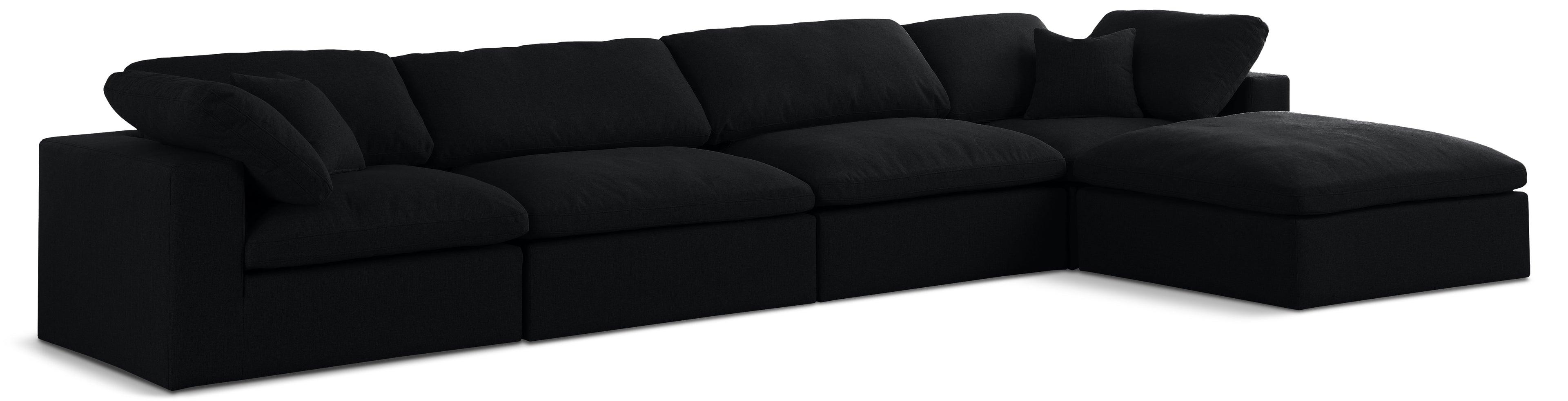 Serene Black Linen Textured Fabric Deluxe Comfort Modular Sectional