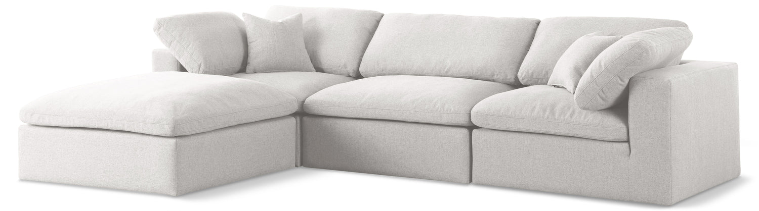 Serene Cream Linen Textured Fabric Deluxe Comfort Modular Sectional