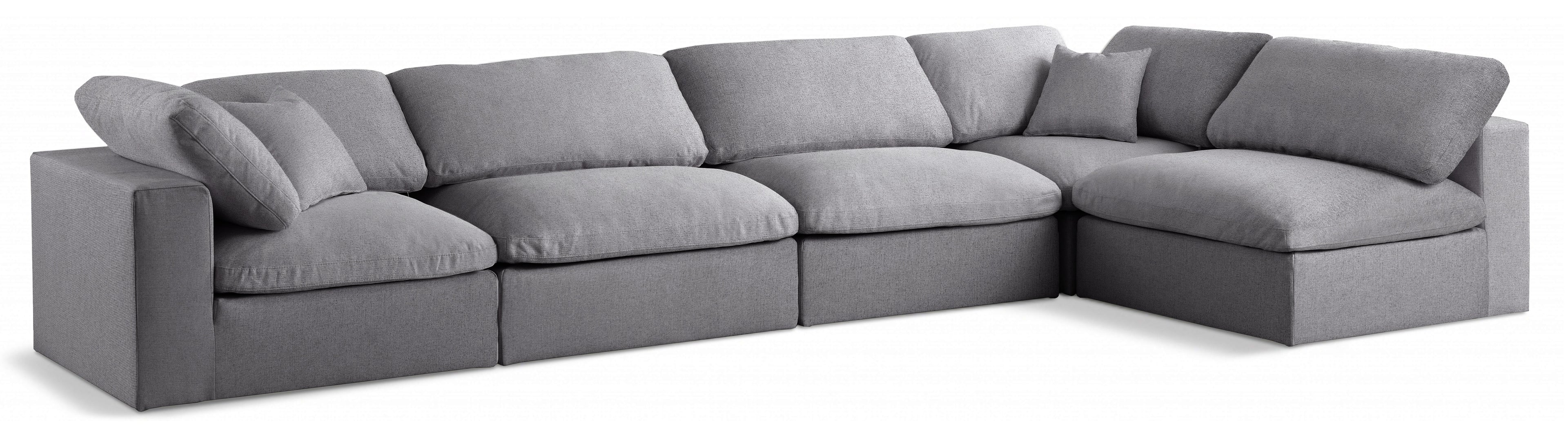 Serene Grey Linen Textured Fabric Deluxe Comfort Modular Sectional