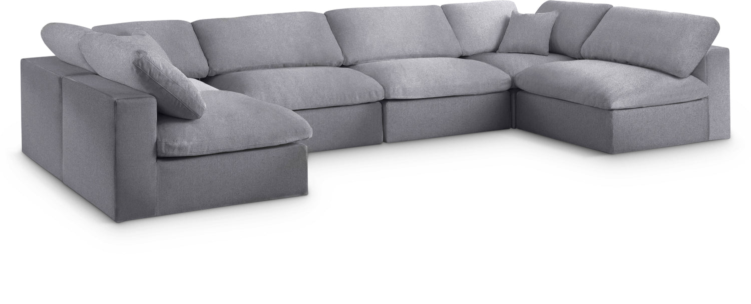 Serene Grey Linen Textured Fabric Deluxe Comfort Modular Sectional